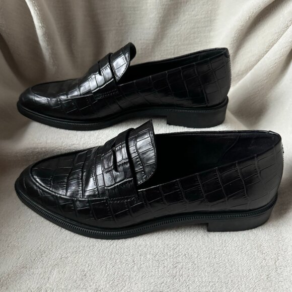 Vagabond Frances Croc Embossed Leather Black Loafers - Size 38 - Picture 3 of 7